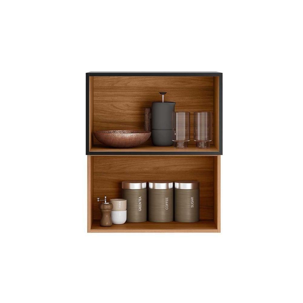 Armário Aéreo P- Cozinha Proença C- 2 Portas Basculante (1 C- Vidro Reflecta) 60cm Nogueira-carbono Prime Tx - Demóbile - 5