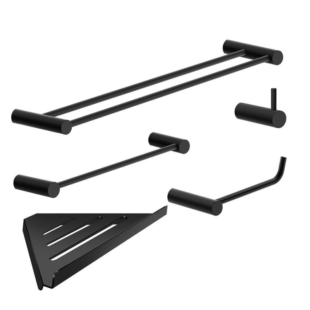 Kit Acessórios Para Banheiro Preto Fosco 5 Peças Grego Metal 2160or - 1