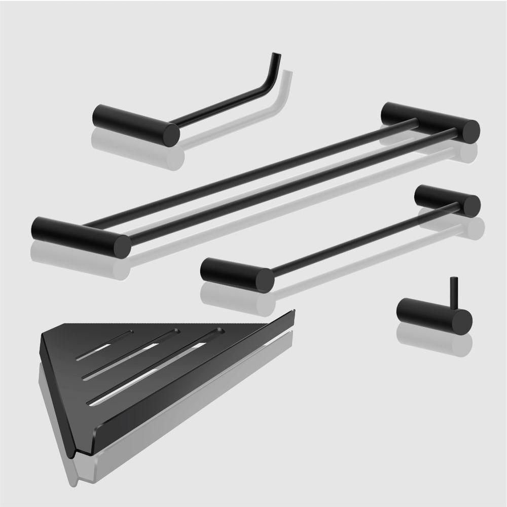 Kit Acessórios Para Banheiro Preto Fosco 5 Peças Grego Metal 2160or - 3