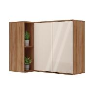 Armário Aéreo Cozinha Modulado Alpha 2505 Canto Reto C- 2 Portas 94cm Freijo-off White - Carraro - 1