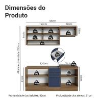 Armário De Cozinha Completa 180 Cm Rustic-azul Vik Madesa 05 Rustic-azul - 3