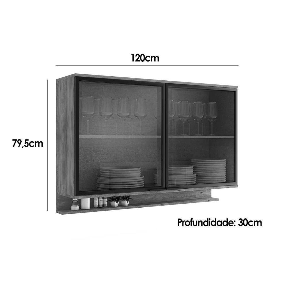 Armário De Cozinha Modulado Alpha 2500 C- 2 Portas C- Vidro 120cm Branco - Carraro - 2