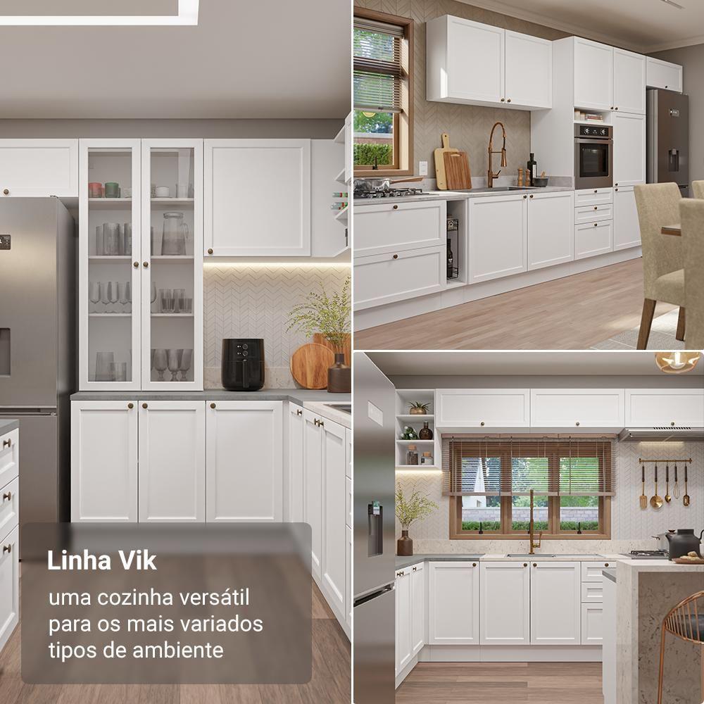 Armário De Cozinha Completa 180 Cm Branco Vik Madesa 05 Branco - 5