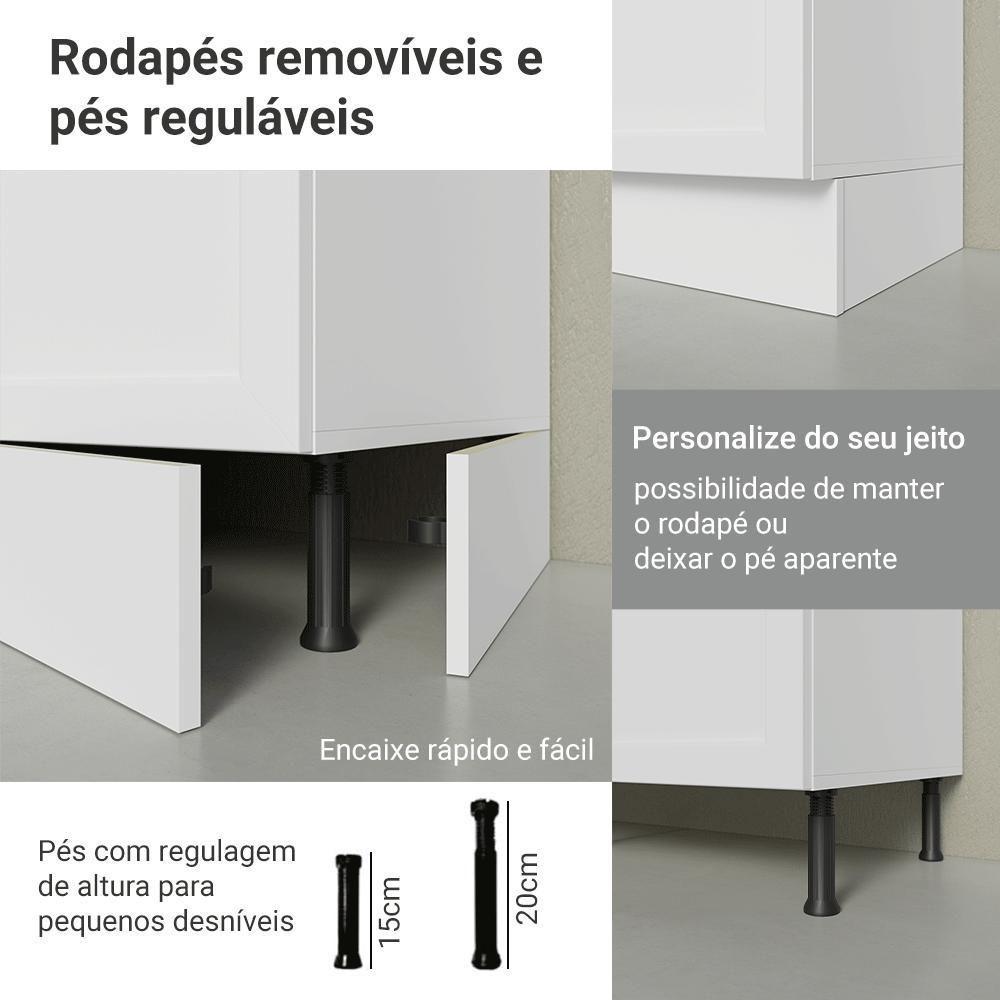 Armário De Cozinha Completa 180 Cm Branco Vik Madesa 05 Branco - 9