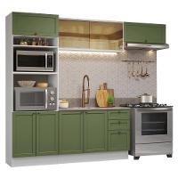 Armário De Cozinha Completa 270 Cm Branco-verde Vik Madesa 04 Branco-verde - 2
