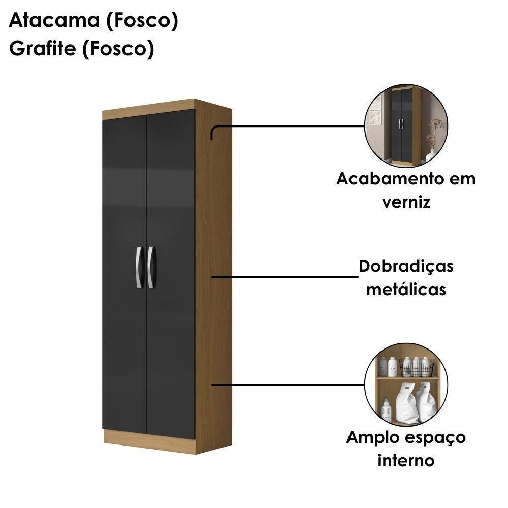 Armario Multiuso 2 Portas 172x61 Cm New Atacama Grafite Armoveis Atacama Grafite - 7
