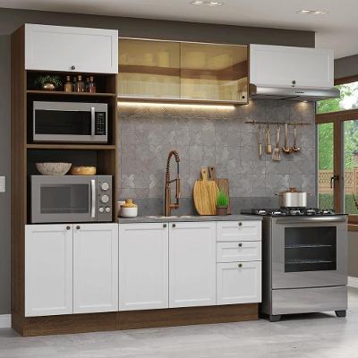 Armário de Cozinha Completa Vik 8 Portas 3 Gavetas MDF 270 cm Branco Rustic