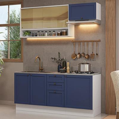 Armário De Cozinha Completa 180 Cm Branco-azul Vik Madesa 05 Branco-azul