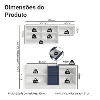 Armário De Cozinha Completa 180 Cm Branco-azul Vik Madesa 05 Branco-azul - 3