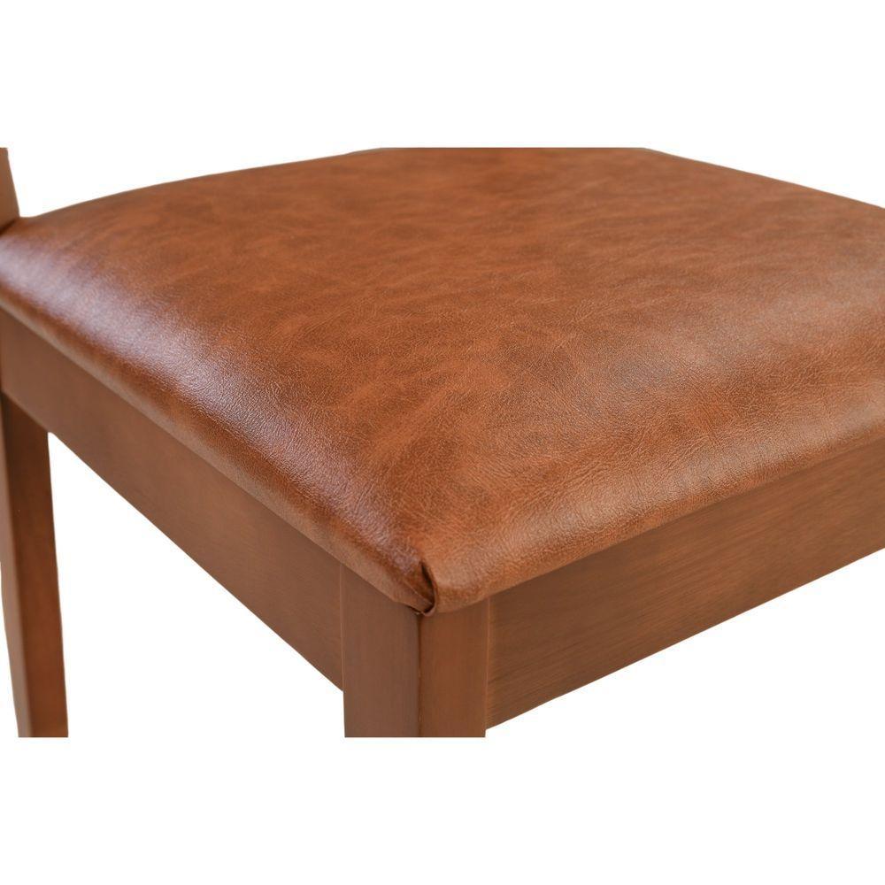 Cadeira Jantar Alice Madeira Maciça Castanho Encosto Tela Sling Marrom Assento Corino Caramelo Mescla - 8