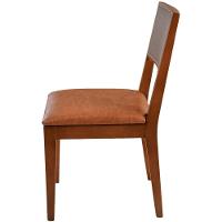 Cadeira Jantar Alice Madeira Maciça Castanho Encosto Tela Sling Marrom Assento Corino Caramelo Mescla