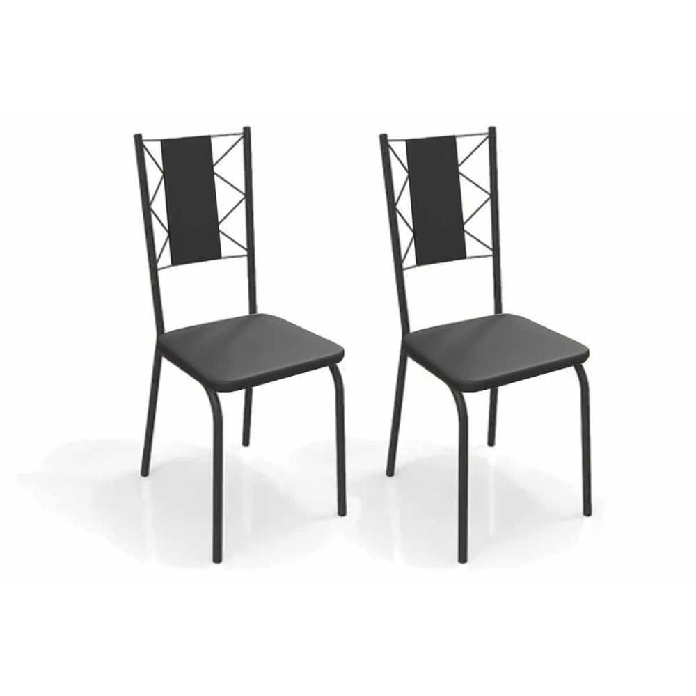 Cadeira De Cozinha Lisboa 2c076prf Aço Kit 2 Un Preto-ano Preto - Kappesberg - 1