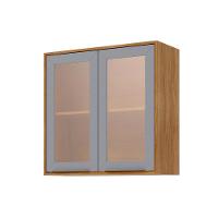 Armário Aéreo P- Cozinha Brilhante C- 2 Portas 80cm Cinamomo-platina - Mgm - 1