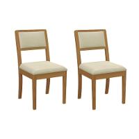 Cadeira Sala De Jantar Alice 2cmm006ca Premium Madeira Maciça Kit 2 Un Carvalho-linho Bege Argila - Kappesberg - 1