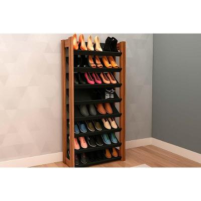 Armário Sapateira Solteiro Sapateira Az1006 C- 8 Prateleiras Preto-nogal - Tecno Mobili