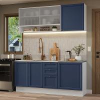 Armário De Cozinha Compacta 180 Cm Branco-azul Vik Madesa 03 Branco-azul - 1