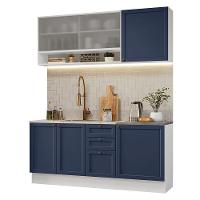 Armário De Cozinha Compacta 180 Cm Branco-azul Vik Madesa 03 Branco-azul - 2