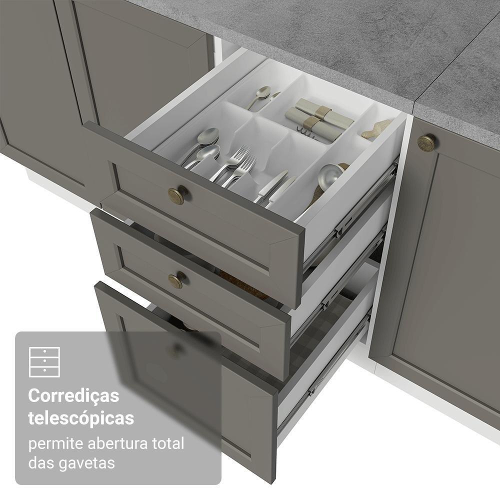 Armário De Cozinha Completa 270 Cm Branco-cinza Vik Madesa 04 Branco-cinza - 7
