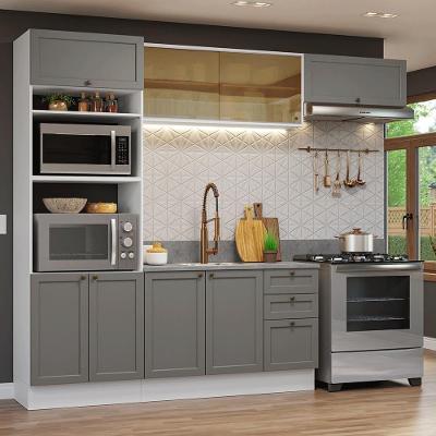 Armário de Cozinha Completa Vik 8 Portas 3 Gavetas 270 cm Branco-cinza