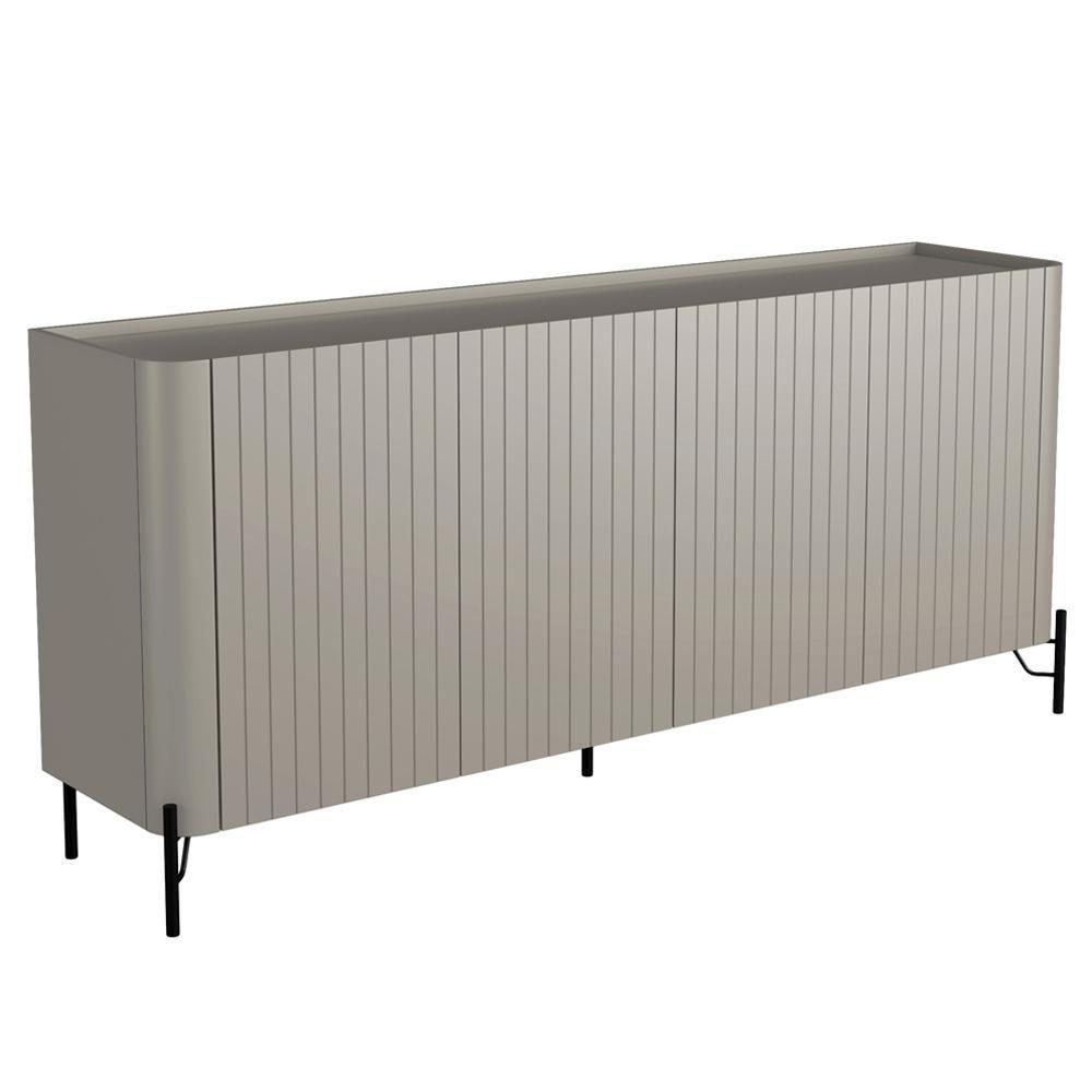 Buffet Sala De Jantar 4 Portas Brise 1 Gaveta Pés Industrial Preto Naim I03 Grigio - Lyam - 1