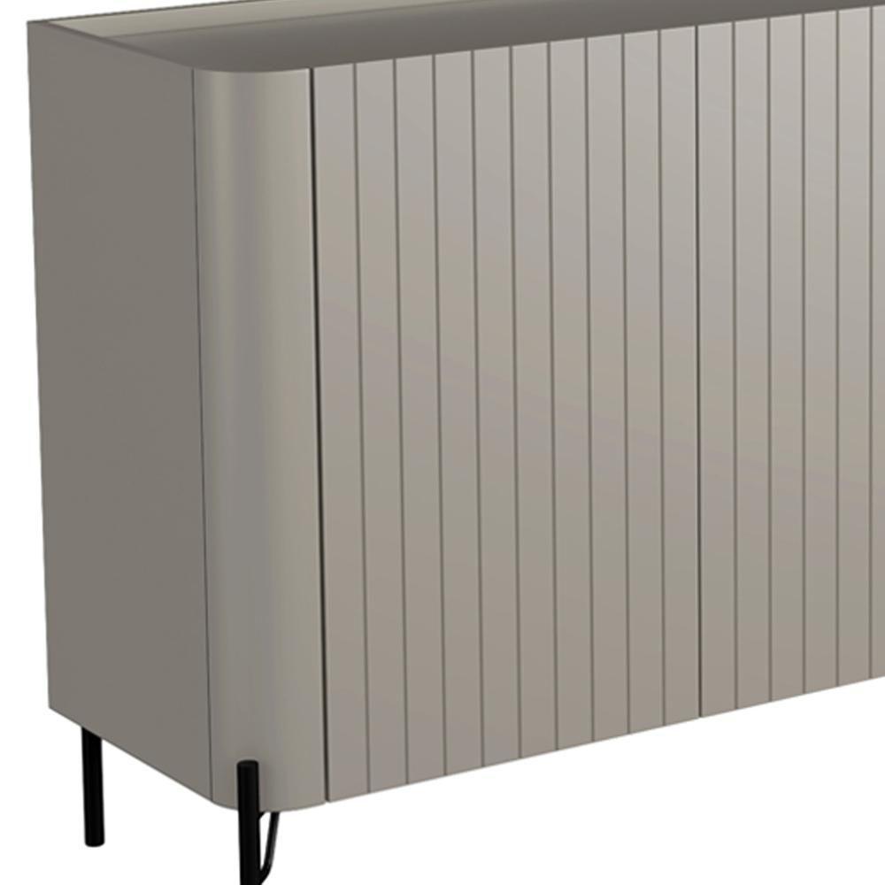 Buffet Sala De Jantar 4 Portas Brise 1 Gaveta Pés Industrial Preto Naim I03 Grigio - Lyam - 8
