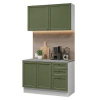 Armário De Cozinha Compacta 120 Cm Branco-verde Vik Madesa 01 Branco-verde - 2