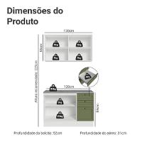 Armário De Cozinha Compacta 120 Cm Branco-verde Vik Madesa 01 Branco-verde - 3