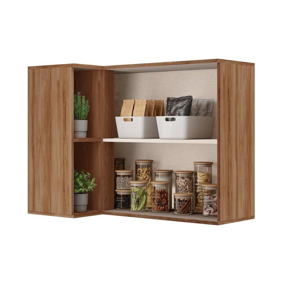 Armário Aéreo Cozinha Modulado Alpha 2505 Canto Reto C- 2 Portas 94cm Cinza - Carraro - 2