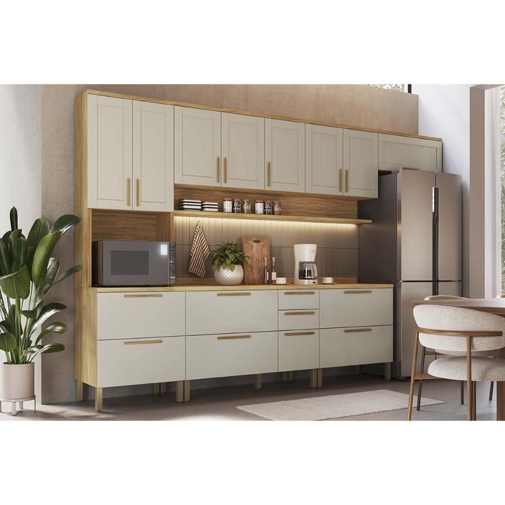 Armário Aéreo P- Cozinha Riesling C- 1 Porta Basculante 80cm Amendoa-off White - Ronipa - 3