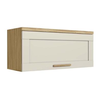 Armário Aéreo P- Cozinha Riesling C- 1 Porta Basculante 80cm Amendoa-off White - Ronipa