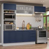 Armário De Cozinha Completa 270 Cm Branco-azul Vik Madesa 03 Branco-azul - 1