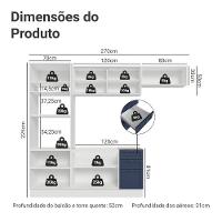 Armário De Cozinha Completa 270 Cm Branco-azul Vik Madesa 03 Branco-azul - 3