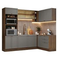 Armário De Cozinha Completa De Canto 399 Cm Rustic-cinza Vik Madesa 02 Rustic-cinza - 2