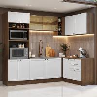 Armário De Cozinha Completa De Canto 399 Cm Rustic-branco Vik Madesa 02 Rustic-branco - 1