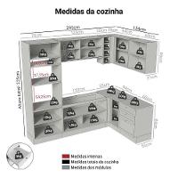 Armário De Cozinha Completa De Canto 399 Cm Rustic-branco Vik Madesa 02 Rustic-branco - 3