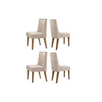Cadeira Sala De Jantar Dafne Kit 4 Un Naturalle-suede Creme - Rufato - 1