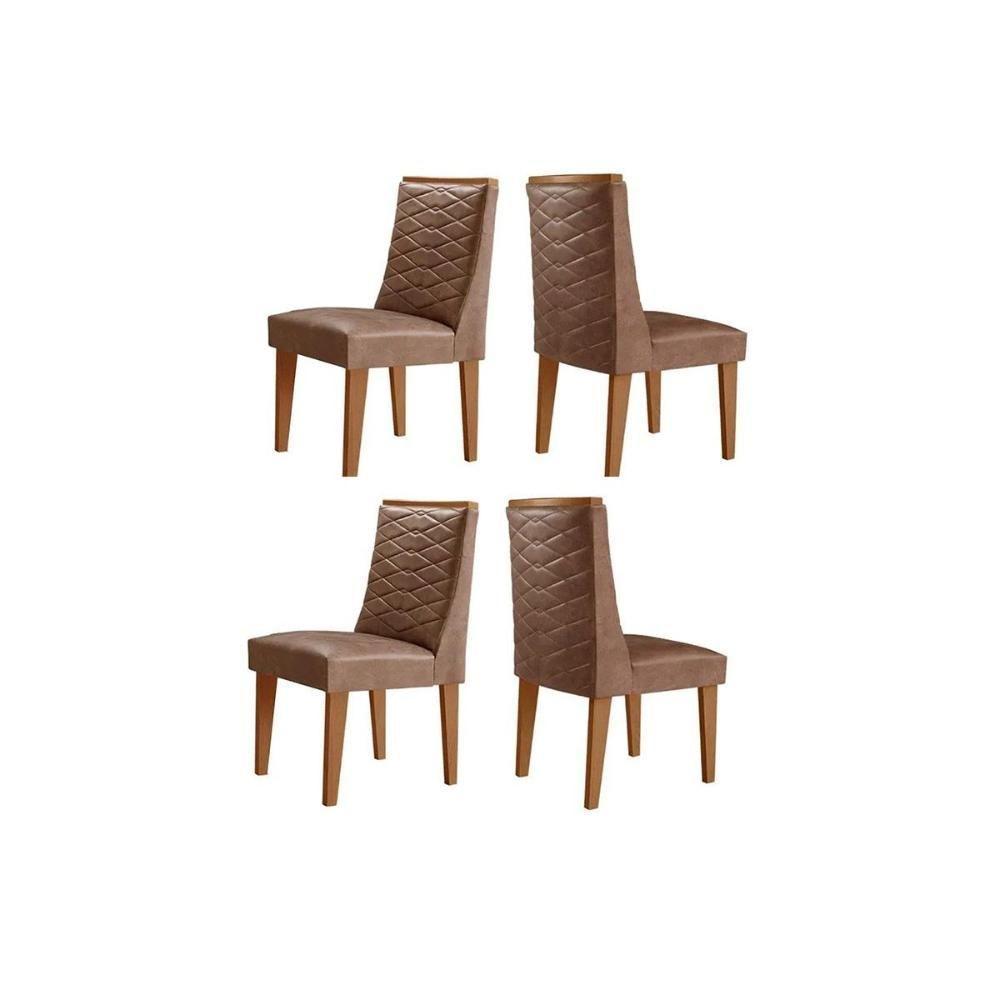 Cadeira Sala De Jantar Dafne Kit 4 Un Madeira Capuccino-corano Capuccino - Rufato - 1