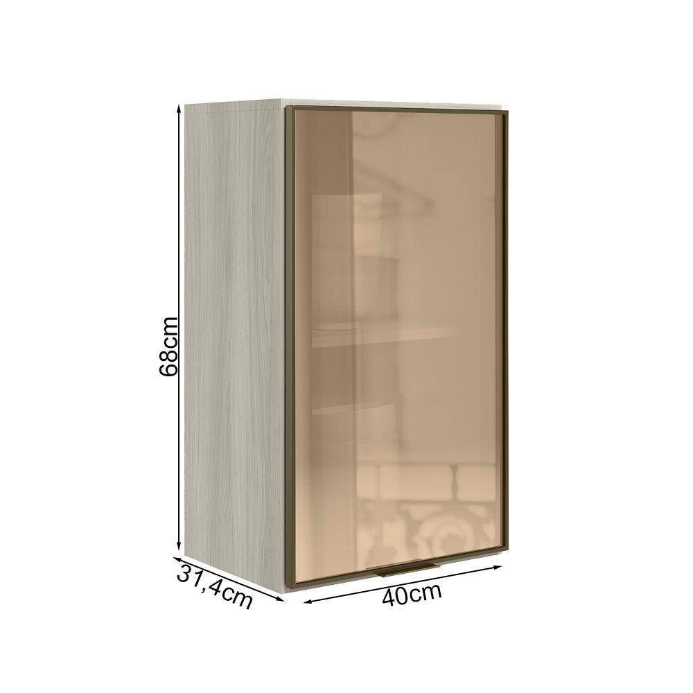 Armario Aereo 1 Porta Vidro Mdf 40 Cm Kali 1220261 Bianco Toq Nicioli Bianco Toq - 3