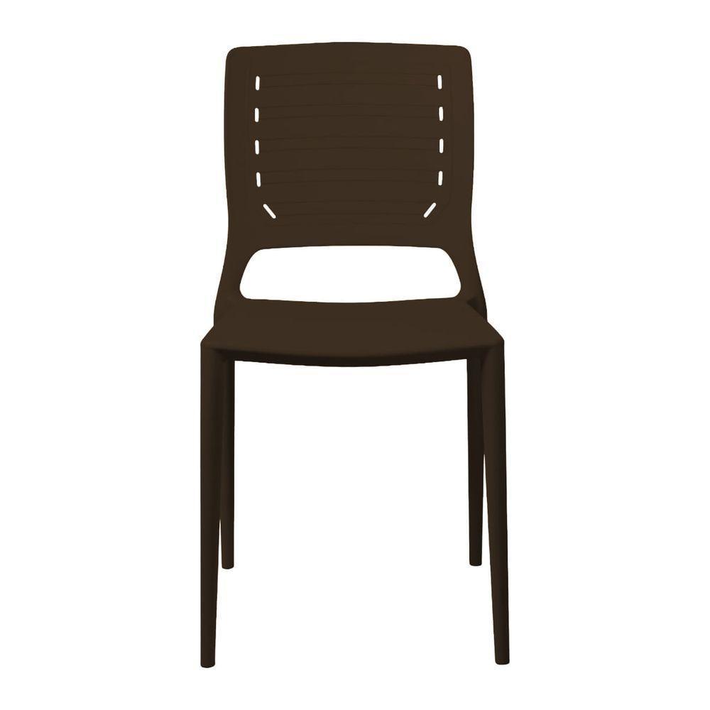 Cadeira Empilhável Saturno Marrom Café Em Polipropileno Acrilys - 3