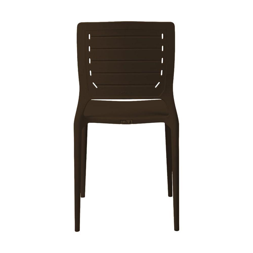 Cadeira Empilhável Saturno Marrom Café Em Polipropileno Acrilys - 4