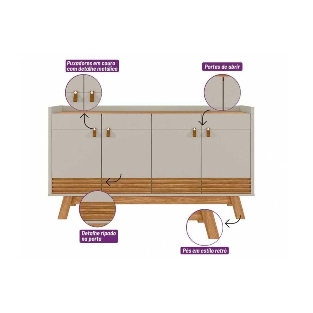 Buffet De Sala Jantar Abruzzo C- 4 Portas Freijó-off White - Linea Brasil - 2
