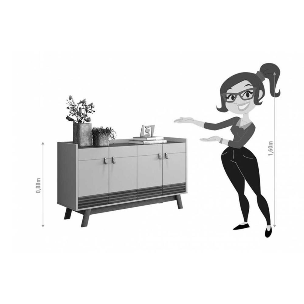 Buffet De Sala Jantar Abruzzo C- 4 Portas Freijó-off White - Linea Brasil - 3