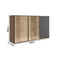 Armario Aereo 3p Vid Mdf 120cm Kali 1219764 Carvalho Toq Chumbo Nicioli Carvalho Toq Chumbo - 3