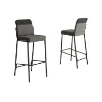 Banqueta Sala De Jantar Duo 1753 Kit 2 Un Preto-linho Grafite-courano Preto - Carraro - 1