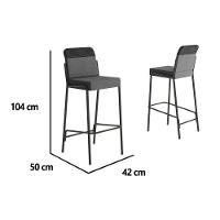 Banqueta Sala De Jantar Duo 1753 Kit 2 Un Preto-linho Grafite-courano Preto - Carraro - 3