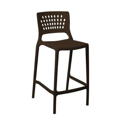 Banqueta Alta Para Bancada E Cozinha Marrom Café Empilhável Marte Em Polipropileno Acrilys