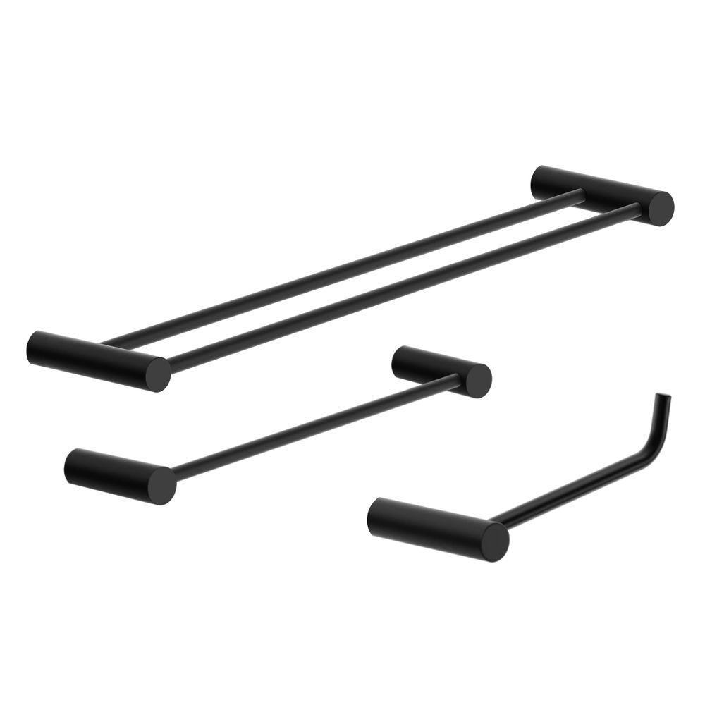 Kit Acessórios Para Banheiro Preto Fosco 3 Peças Grego Metal 2040or - 1