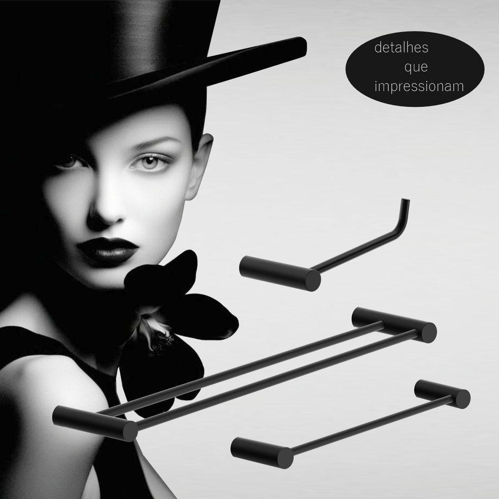 Kit Acessórios Para Banheiro Preto Fosco 3 Peças Grego Metal 2040or - 2