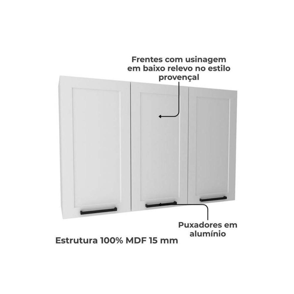 Armário Aéreo P- Cozinha Cz-3310 C- 3 Portas 120cm Branco - Tecno Mobili - 2