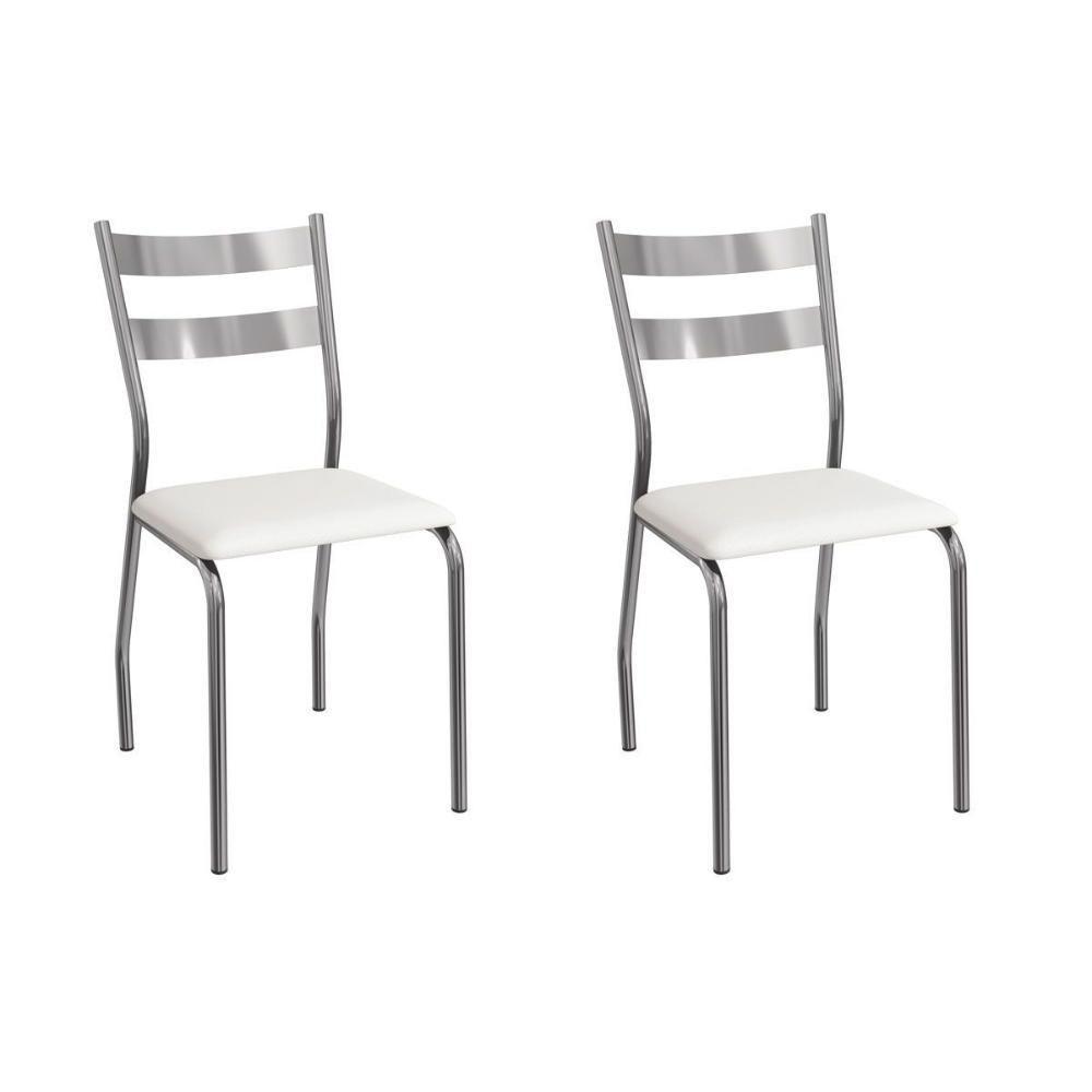Cadeira Sala De Jantar Bali 2c141cr Aço Kit 2 Un Cromado-ano Branco - Kappesberg - 1